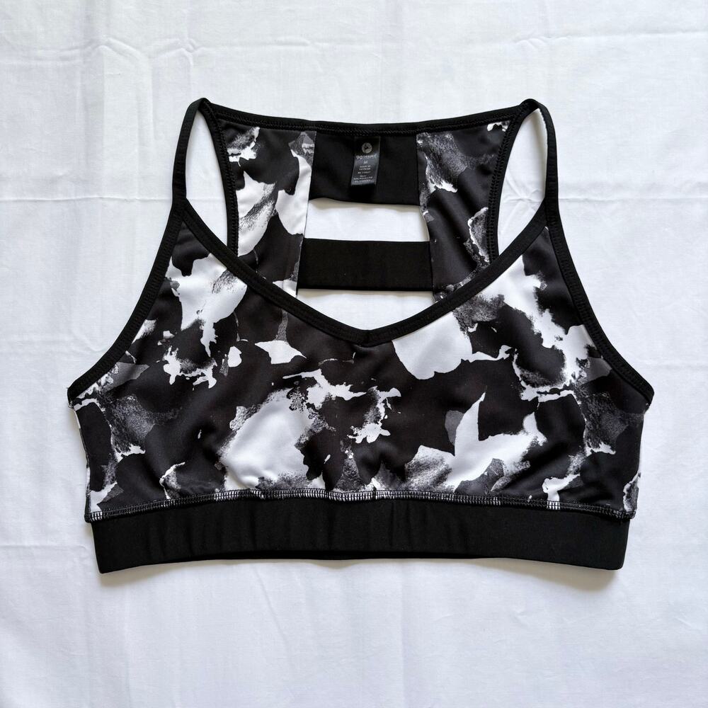 90 Degree by Reflex women’s ladderback sports bra black white exercise gym sport